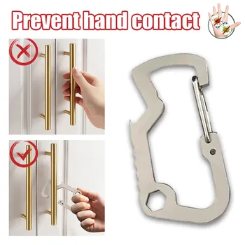

Non-Contact Household Door Handle Key Hygiene Hand Antimicrobial Brass EDC Door Opener Mulit-function Press Elevator Tool 422#2