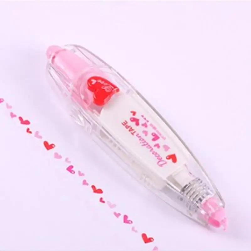 Pink love shape Ролик коррекции ленты стикер машины кружева украшения ленты ручка - Цвет: Pink love shape