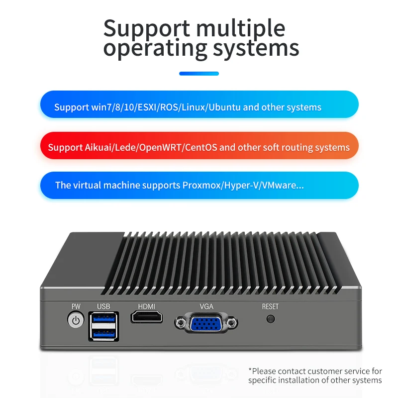 Fanless Mini PC with J1900 J4125 CPU, 4 Gigabit LAN, HDMI, VGA - Embedded Industrial Computer for Household Soft VPN Firewall WiFi Router Description Image.This Product Can Be Found With The Tag Names Fanless pc firewall, Firewall mini industrial pc, Firewall mini pc computer, Mini pc router j1900 wifi