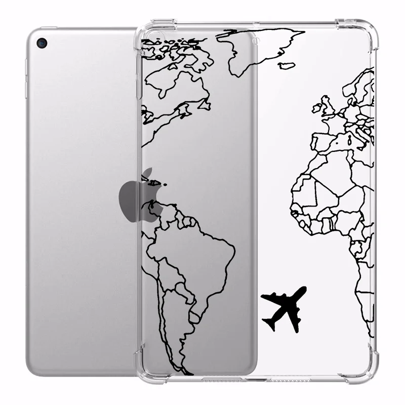 

Case for iPad 10.2 10.5 in iPad Air 3 World Map Cases Transparent Silicone Reinforced Corners Soft Cover for iPad Mini 1 2 3 4 5