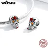 WOSTU-abalorios de calavera de Halloween, cuentas de esmalte plateado de Ley 925, aptos para Pulsera Original, collar, colgante, nueva joya 2022; ry CTC326 ► Foto 2/6