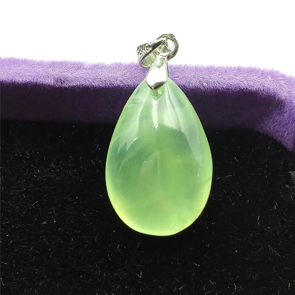 

22x14x8mm Natural Green Prehnite Crystal Water Drop Pendant Gemstone Clear Bead For Women Men Love Gift Healing AAAAA
