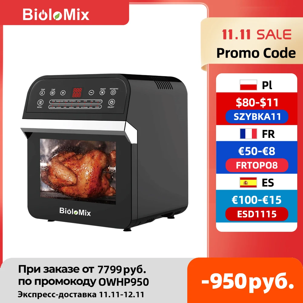 PROD 4000948011954 BioloMix 12L 1600W Air Fryer Oven Toaster Rotisserie
and Dehydrator With LED Digital Touchscreen 16-in-1 Countertop Oven