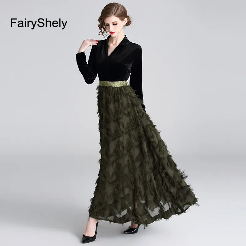 

2019 Autumn Winter V neck Plus Size Velvet Office Dress Women Sexy Long Sleeve Club Dress Ladies Dress XXL