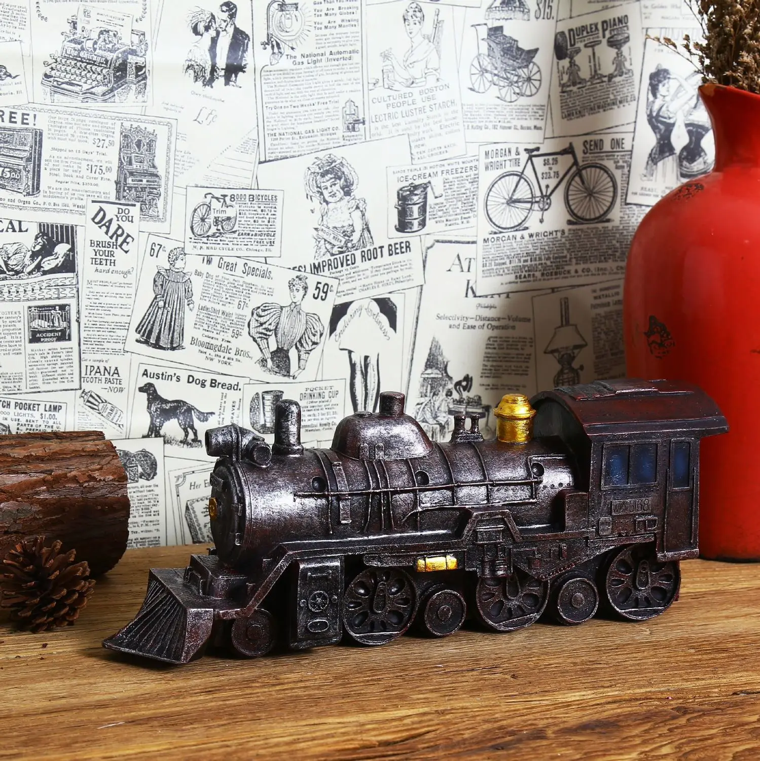 Nostalgia Resin Locomotive Goods Of Furniture For Display Rather Than For Use Home Furnishing Café Originality Storefront