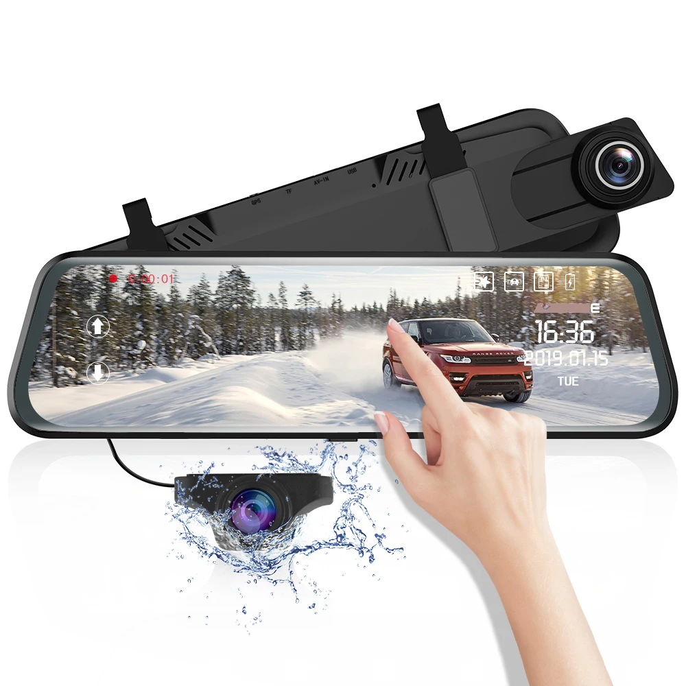 

JOHOX-02 10" Mirror Dash Cam Streaming Media Full-Screen Touching ADAS Dual Lens Night Vision 1080P Front 720P Backup Car record