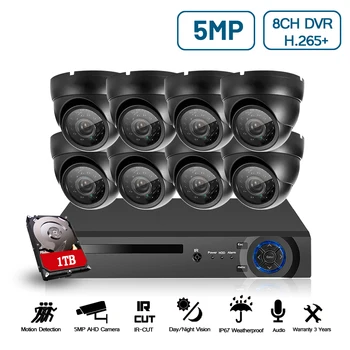 

5mp CCTV Surveillance Kit 5mp Security Camera System 8ch DVR 1944P Video Output Kit CCTV Easy Remote View on Phone