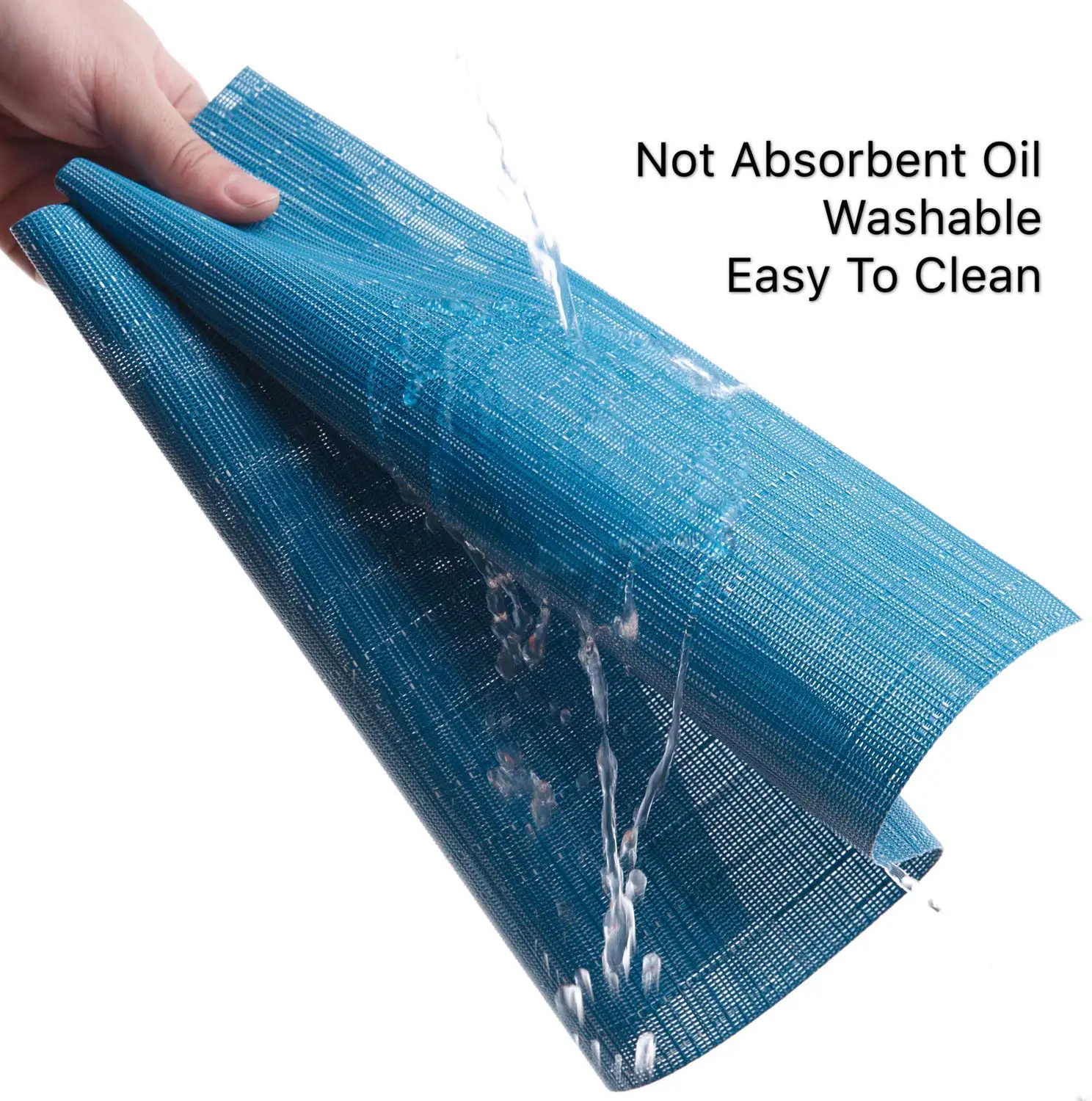 metable Placemats Set of 6 Washable Non-slip Heat Insulation Woven Vinyl Table Mats for Kitchen Dinning Table Place Mats (blue)