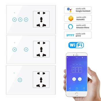 

Wifi Touch Switch With Multi-purpose Universal Remote Control Work With Google Home Amazon Alexa 1 2 3 Gang Smart Switch