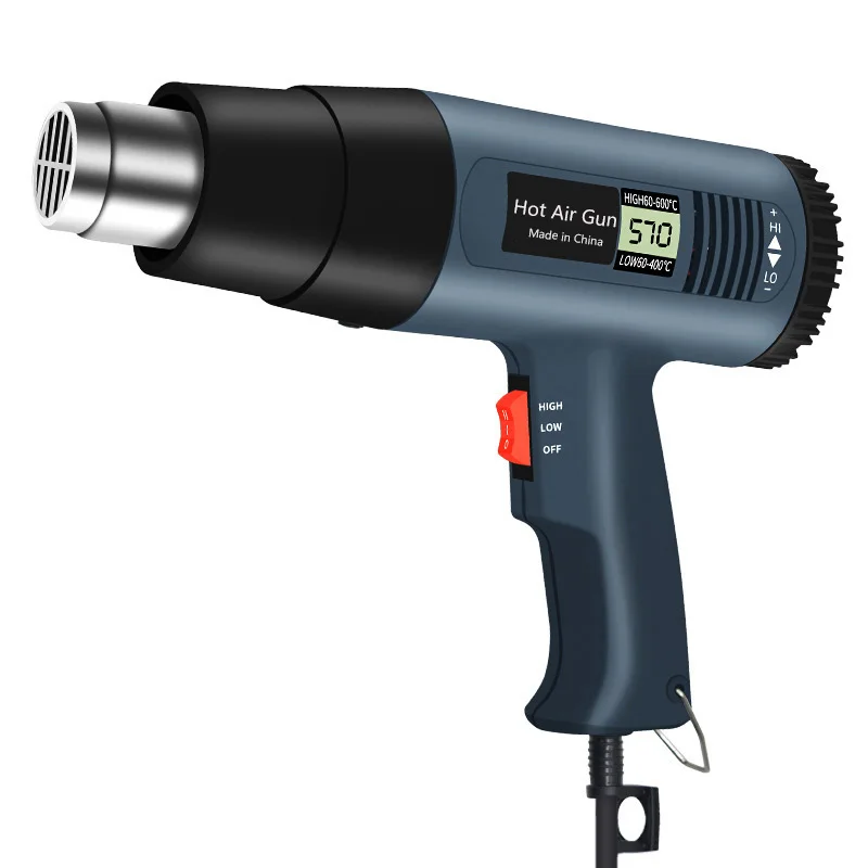 Pistola de aire caliente eléctrica con pantalla LCD Digital, enchufe europeo de 220V, secador de pelo, soldadura por calor, envoltura termal, herramienta eléctrica