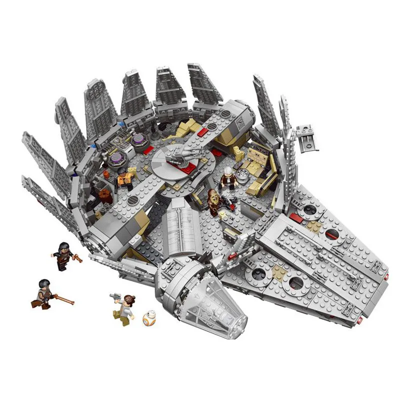 Ceny Nowy 1381 sztuk OLEKU Millennium kompatybilny legoinglys Star Wars zestaw cegieł modele i klocki dla dzieci Starwars