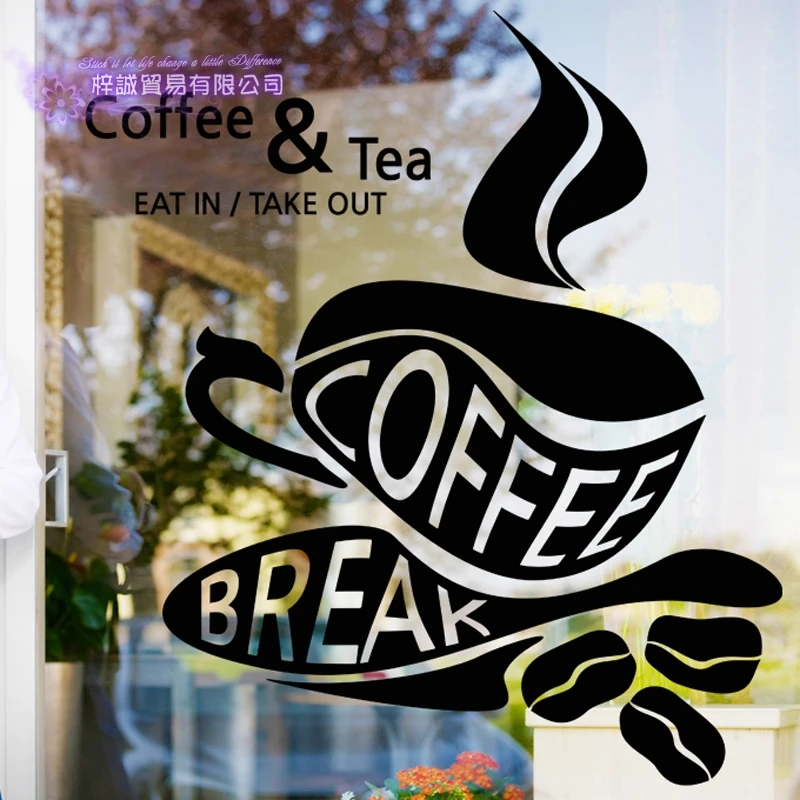 Coffee Sticker Break Decal Cafe Poster Vinyl Art Wall Decals Pegatina Quadro Parede Decor Mural Coffee Sticker