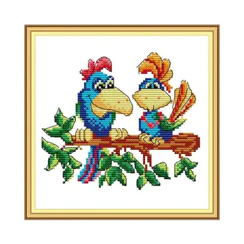 

Joy Sunday Cross Stitch Kits Two Parrots Patterns 14CT 11CT DMC Counted Printed Canvas DIY Handmade Needlework Sets Home Decor
