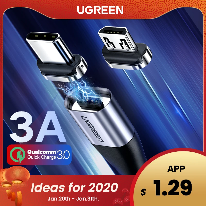 Ugreen Magnetic Type C Cable 3A Fast Micro USB Charging Data Cable for Samsung Huawei Magnet USB C Charger Mobile Phone USB Cord Ugreen Magnetic Type C Cable 3A Fast Micro USB Charging Data Cable for Samsung Huawei Magnet USB C Charger Mobile Phone USB Cord