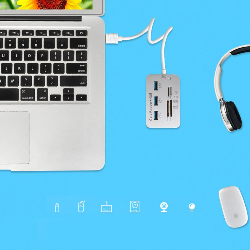 USB кардридер комбо Мульти USB 3,0 подставка для концентратора sd/tf/m2/MS Duo usb 3 usb-хаб адаптер для ноутбука компьютерный хаб usb