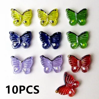 

10pcs NEW Custom Flat bottom Handmade Glass Butterfly mini insect Animal Easter Decor Collectible Figurine fairy Garden Ornament