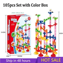 29/80/105pcs mármore executar blocos de construção funil slide tijolos brinquedos para crianças crianças rrint rolando bola brinquedos educativos