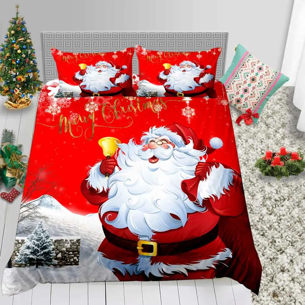 Thumbedding Лидер продаж Постельное белье Рождество 3D пододеяльник с рисунком Санта-Клауса с принтом «Корона», «queen близнец полный один двойной комплект постельного белья - Цвет: Бургундия
