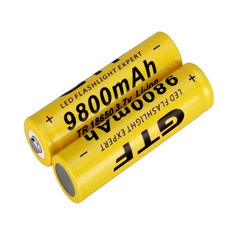 GTF 18650 литий-ионные батареи 3,7 mAh 9800V перезаряжаемый литий-ионный аккумулятор для фонарика электронный фонарь игрушка, Прямая поставка - Цвет: 2PCS battery