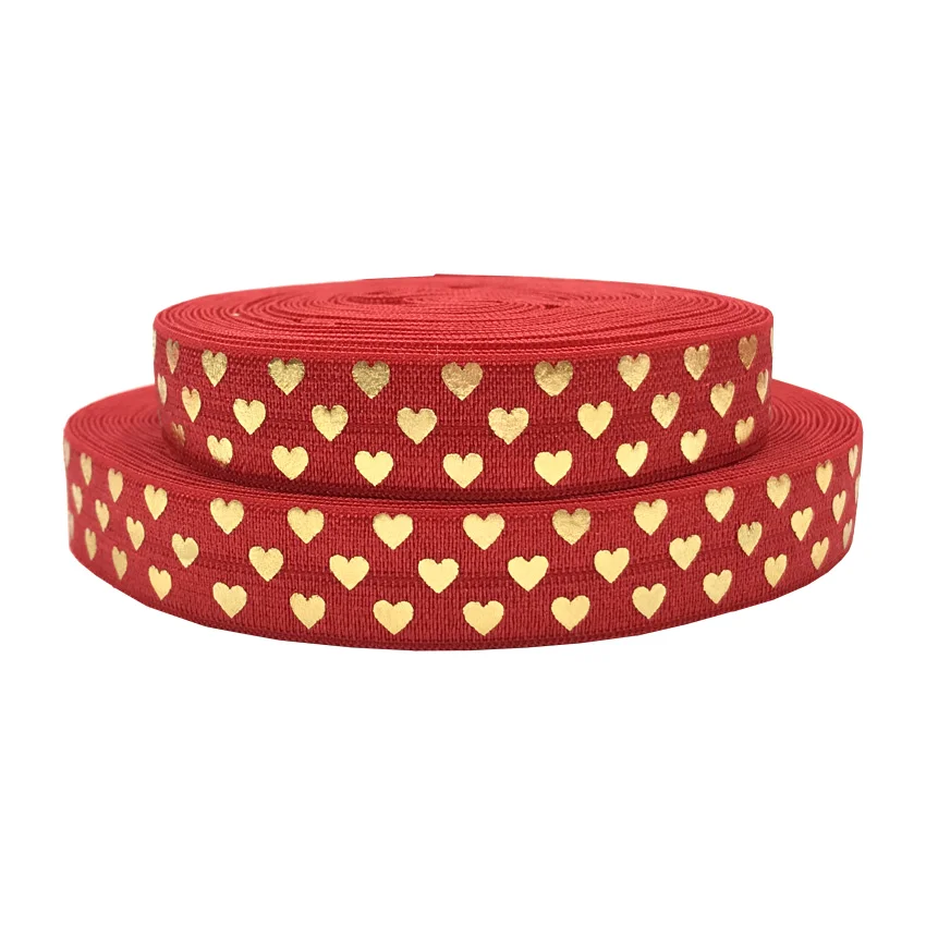heart red Золотая фольга любовь, сердце, звезды печати сложить над эластичным FOE головные уборы с бабочкой вечерние подарок шитье украшения дома аксессуары 10Y 5/8' - Цвет: heart red