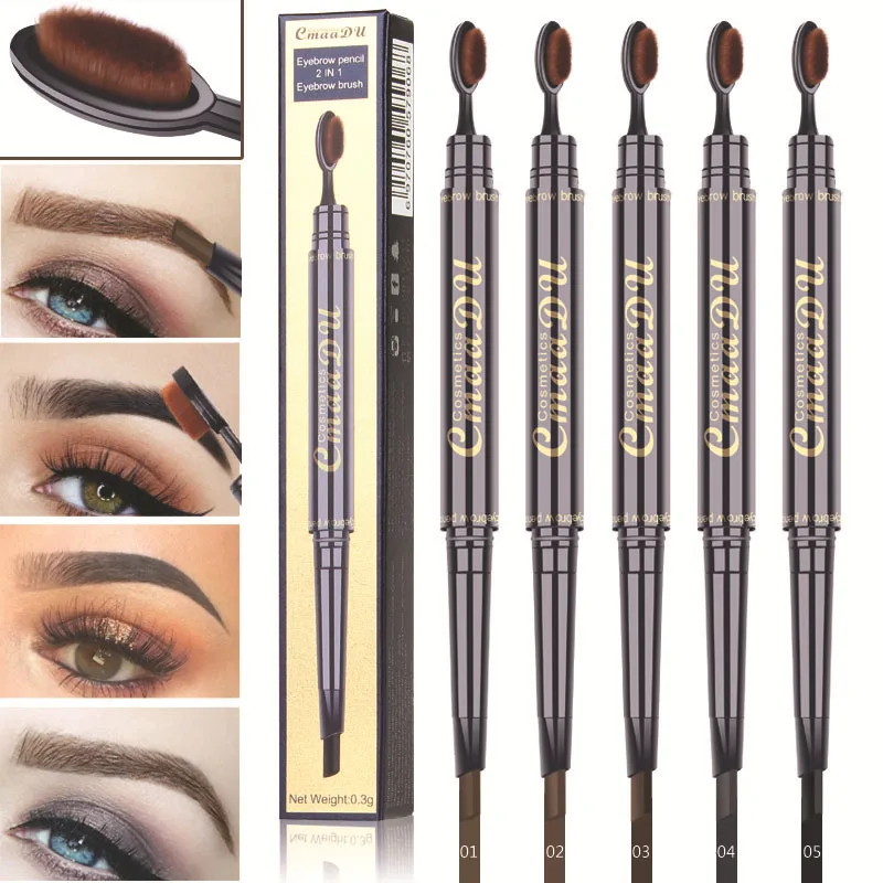 Special Offer of  Double head Brow Pencil Waterproof No Flowering Easy To Color 2 IN 1 Women Natural Long Lasting Bla