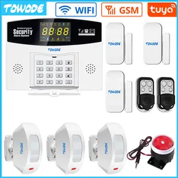 TOWODE Tuya Smart Home Alarm System Compatible Alexa GSM WIFI Color LCD Display Burglar Wireless Connect Home Security System