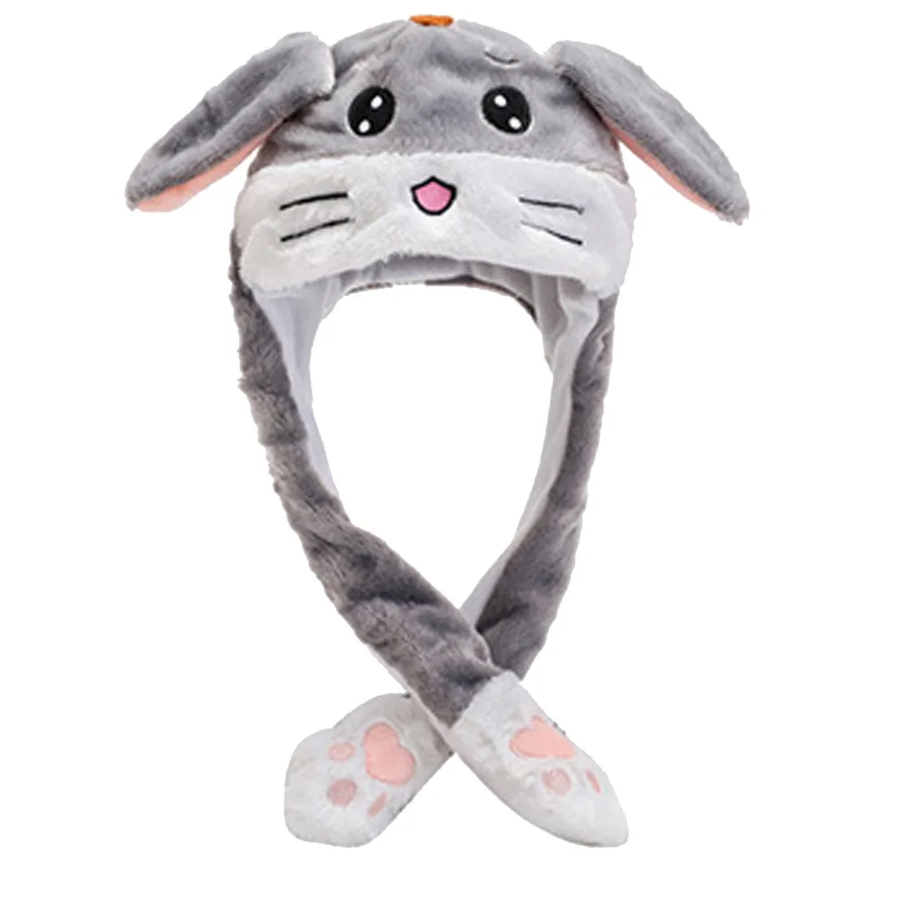 Зимняя Милая шапка-ушанка с кроликом из мультфильма для девочек, фланелевая воздушная сумка, игрушка, теплая шапка, подарок на день рождения, шапка для девочек 9