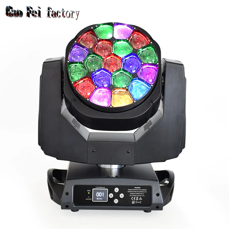 Lyre Beam Led Moving Head Big Bee Eyes High Bright 19X15W Rgbw Quad 4In1 Dmx Wash Stage Lighting For Dj