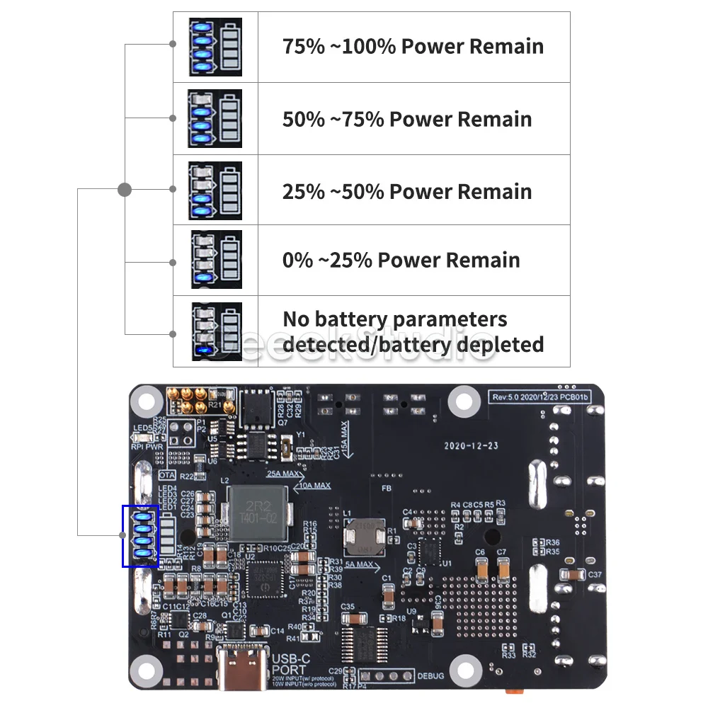 Ups plus com rtc & coulometer dispositivo