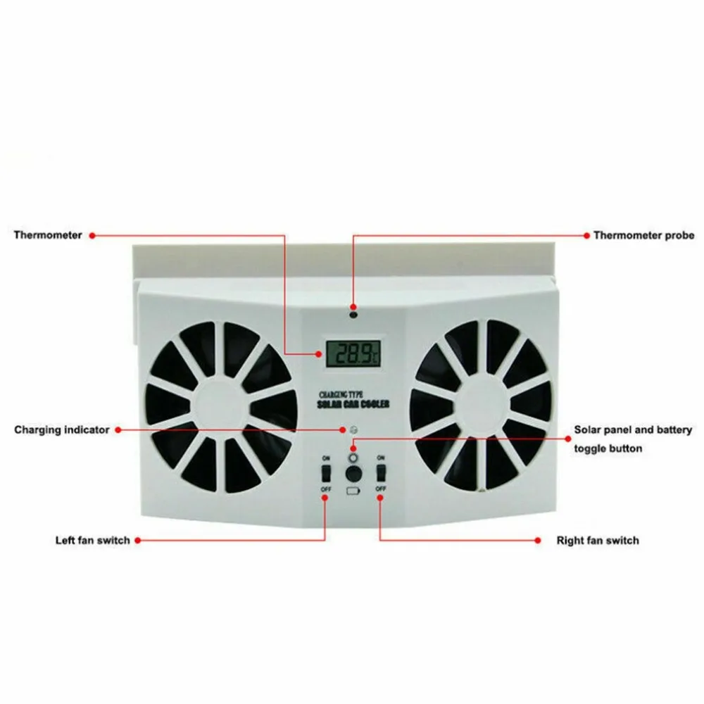 2 Вт R-8032 питания ABS материал охлаждения и дезодорирования размораживания солнечный автомобиль двойной выход воздуха Desuperheater вентиляционный вентилятор
