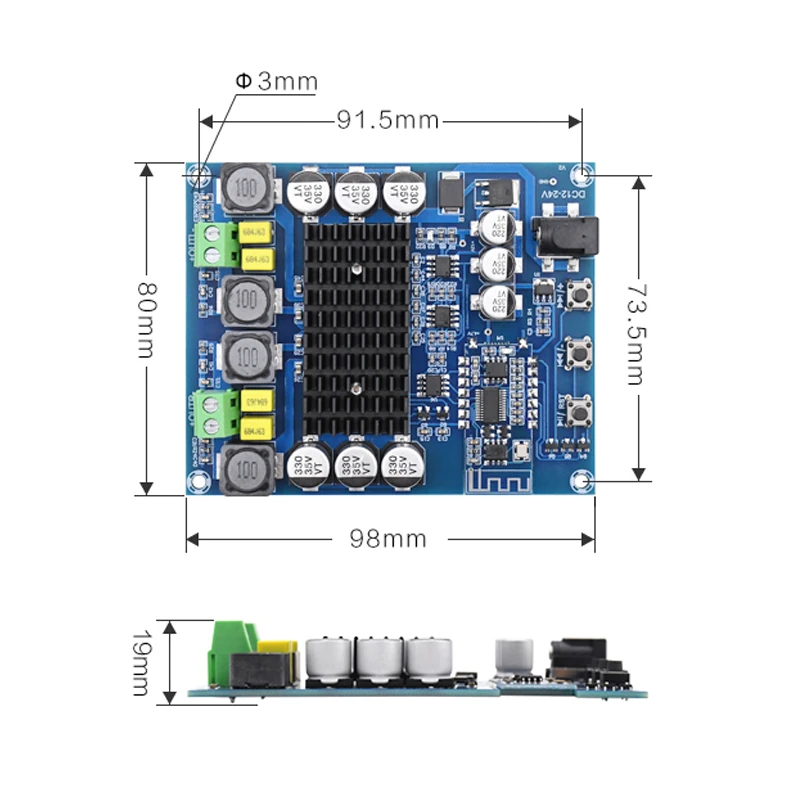 KYYSLB 50 Вт* 2 DC12~ 24 В 5,0 Bluetooth усилитель плата TPA3116D2 класс двухканальный стерео цифровой усилитель плата XH-A304 4~ 8 Ом