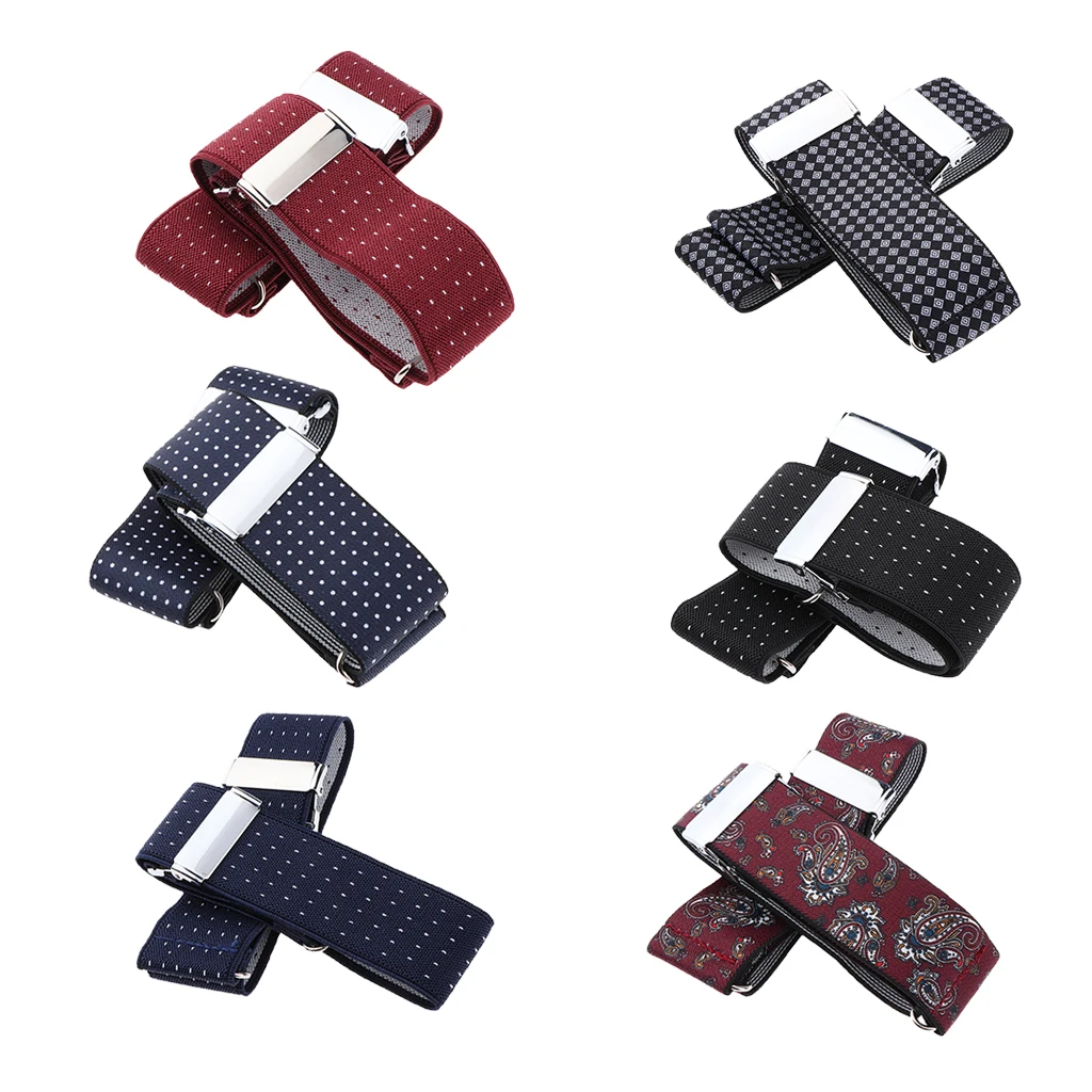 Men's Polka Dots Elastic Shirt Cuff Garters Anti-Slip Sleeve Holders Armband