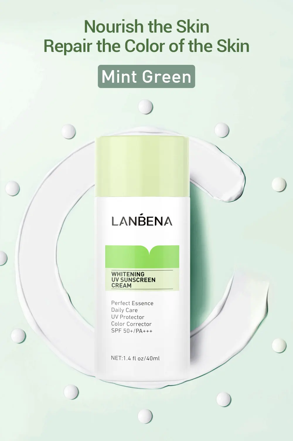 Lanbena Green Whitening Uv Sunscreen Cream Spf50+++ 40Ml H52F882B39Fd64B1D87A5572A558D8Edbz