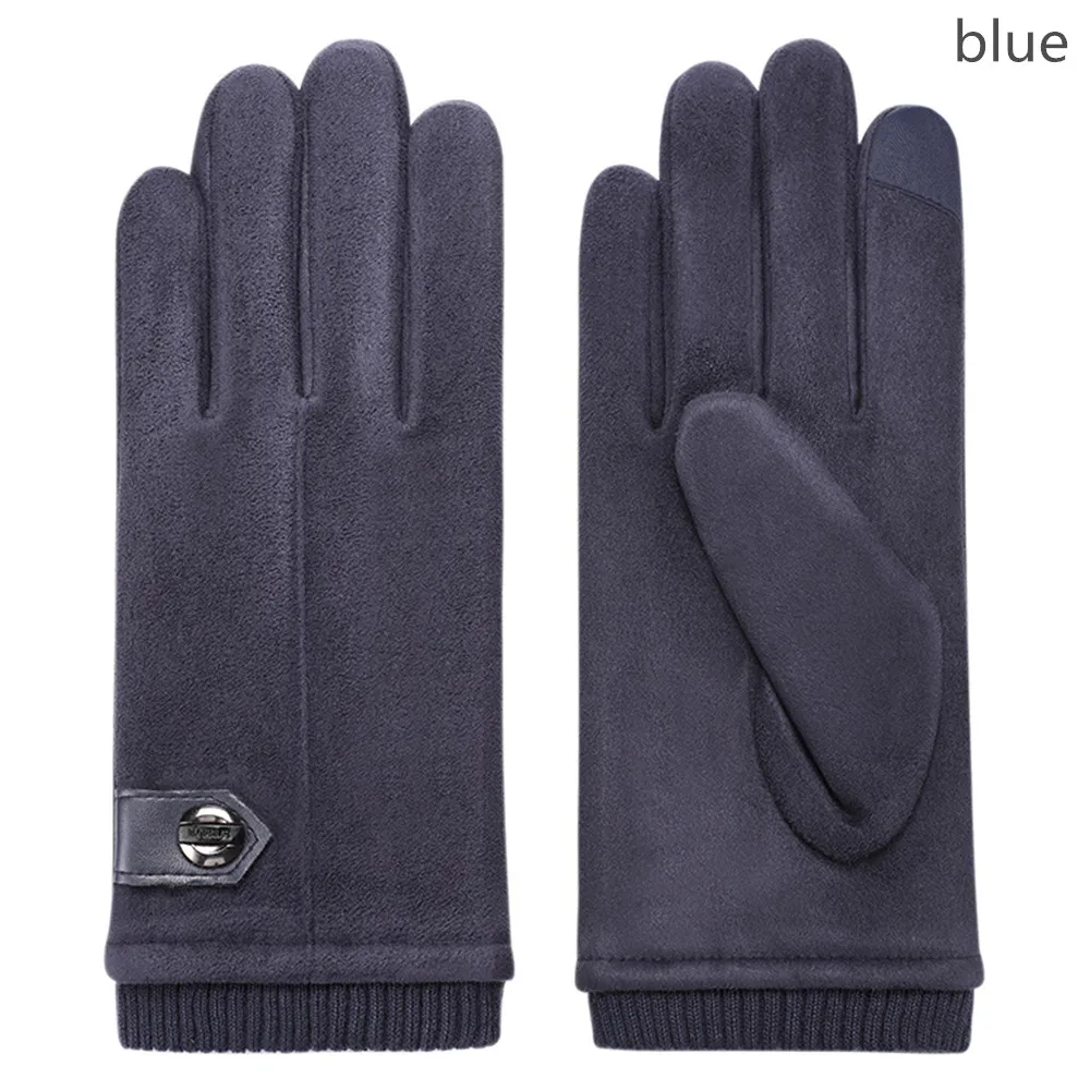 Зима Весна модные тканевые большие эластичные хлопковые мужские наручные плюшевые удобные мужские перчатки для сенсорного экрана варежки - Цвет: 829 Blue