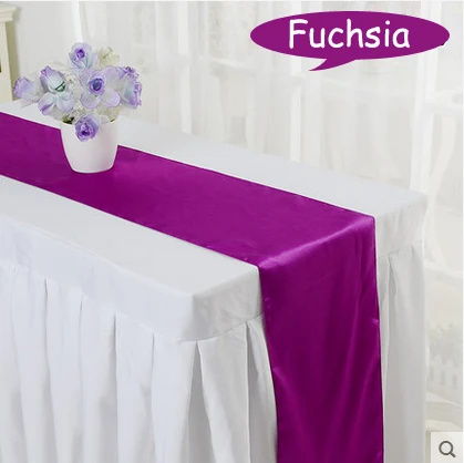 30 20pcs/lot Red Blue Gold 15 colors choose 30*275cm Hotel Satin Table Runner Wedding Party Banquet Festival Decoration - Цвет: purple red