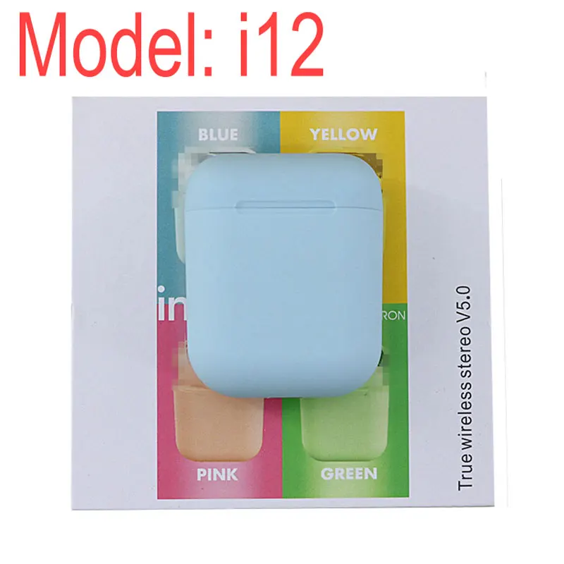 sky blue Новинка I12 беспроводная Bluetooth гарнитура i12 TWS Bluetooth 5,0 спортивные наушники портативные сенсорные наушники для всех мобильных телефонов - Цвет: sky blue