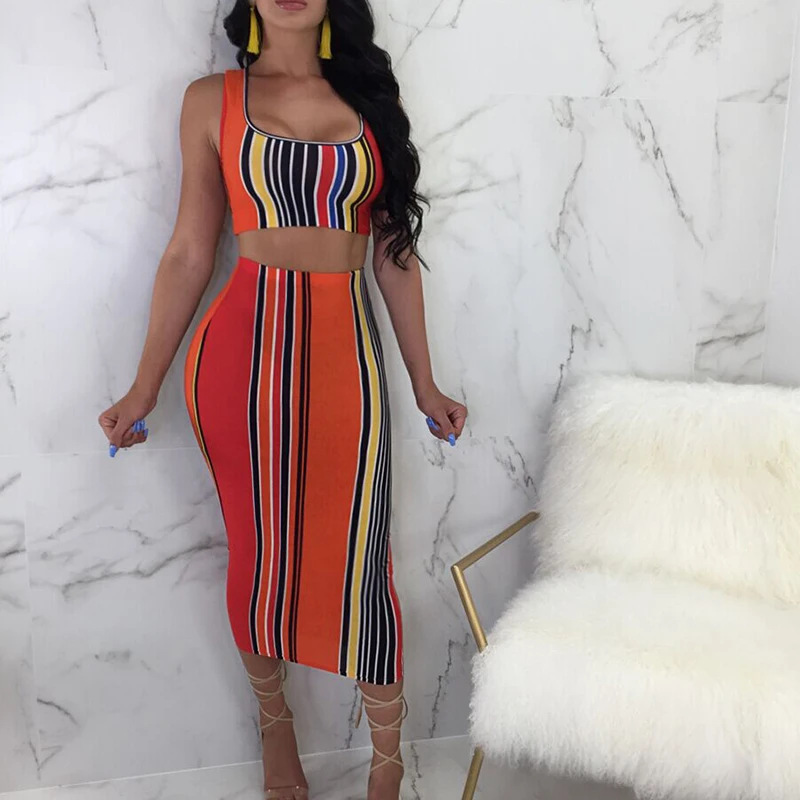 colorful striped bodycon dress