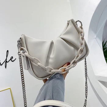 

Elegant Female Chain Tote bag 2020 Fashion New High-quality PU Leather Women's Designer Handbag Pleated Shoulder Messenger Bag