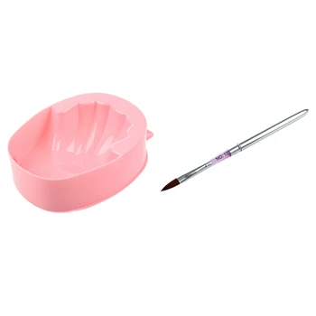 

Acrylic Nail Art Brush Pen Painting with Sable Hair with Resistant Soak Off Warm Nail Spa Bowl Manicure Tool Pink