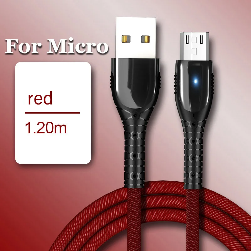 5A usb type-C светодиодный кабель для быстрой зарядки Micro USB type-C для huawei mate 20 Pro P20 samsung Xiaomi - Цвет: red for micro
