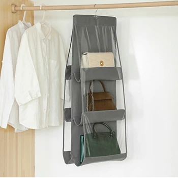 

Purse Handbag Tote Bag Storage Organizer 6 Grids Dustproof Closet Hanging Rack Lightweight, Portable, Stylish And Simple