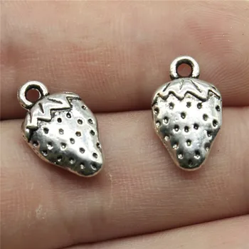 

WYSIWYG 8pcs 17x10mm Antqiue Silver Color Pendant Strawberry Charm Strawberry Pendants Strawberry For Jewelry Making