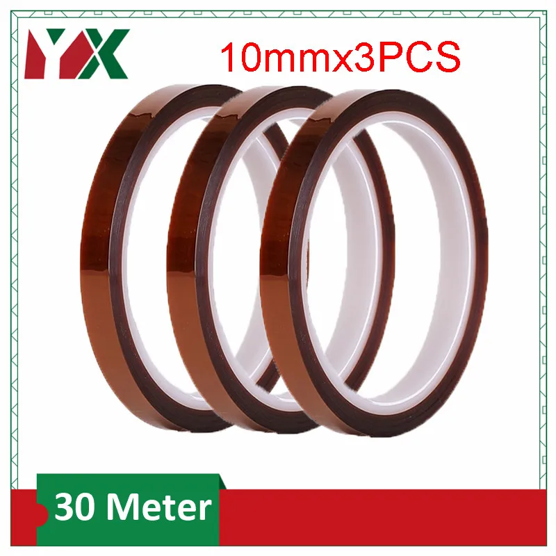

10mmx30M Heat Resistant Polyimide Tape High Temperature Adhesive Insulation Tape for BGA Electronic Repair PCB SMT 3PCS