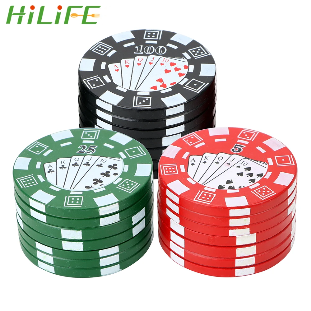 

Poker Chip Style Tobacco Grinder 3-layer Spice Weed Cutter Smoking Pipe Accessories Herb Cutter Cigarette Accessories Gadget