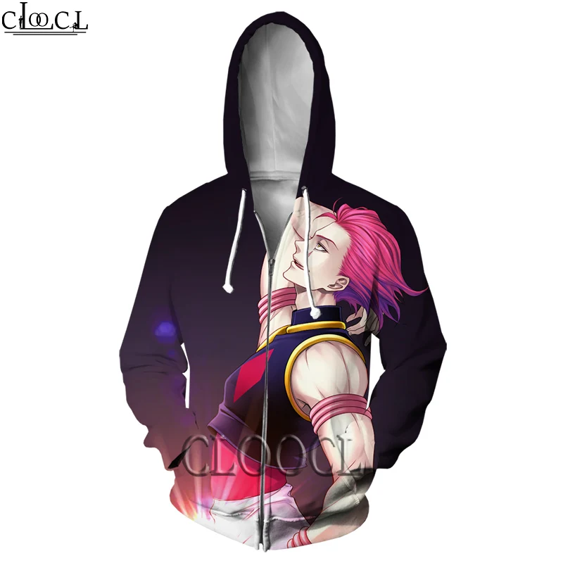 Модные толстовки HX на молнии с забавным японским аниме Hunter X Hunter3D принтом для