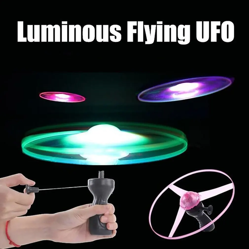 

Flash Handle Pull Wire UFO Toy Children's Luminous Toy with Electronic Aircraft Pull Wire Flying Saucer