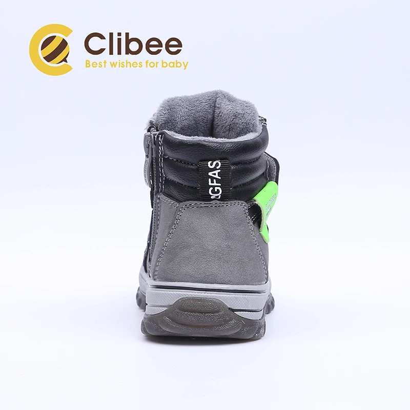 Детские ботинки CLIBEE из искусственной кожи зимние кроссовки теплые Нескользящие