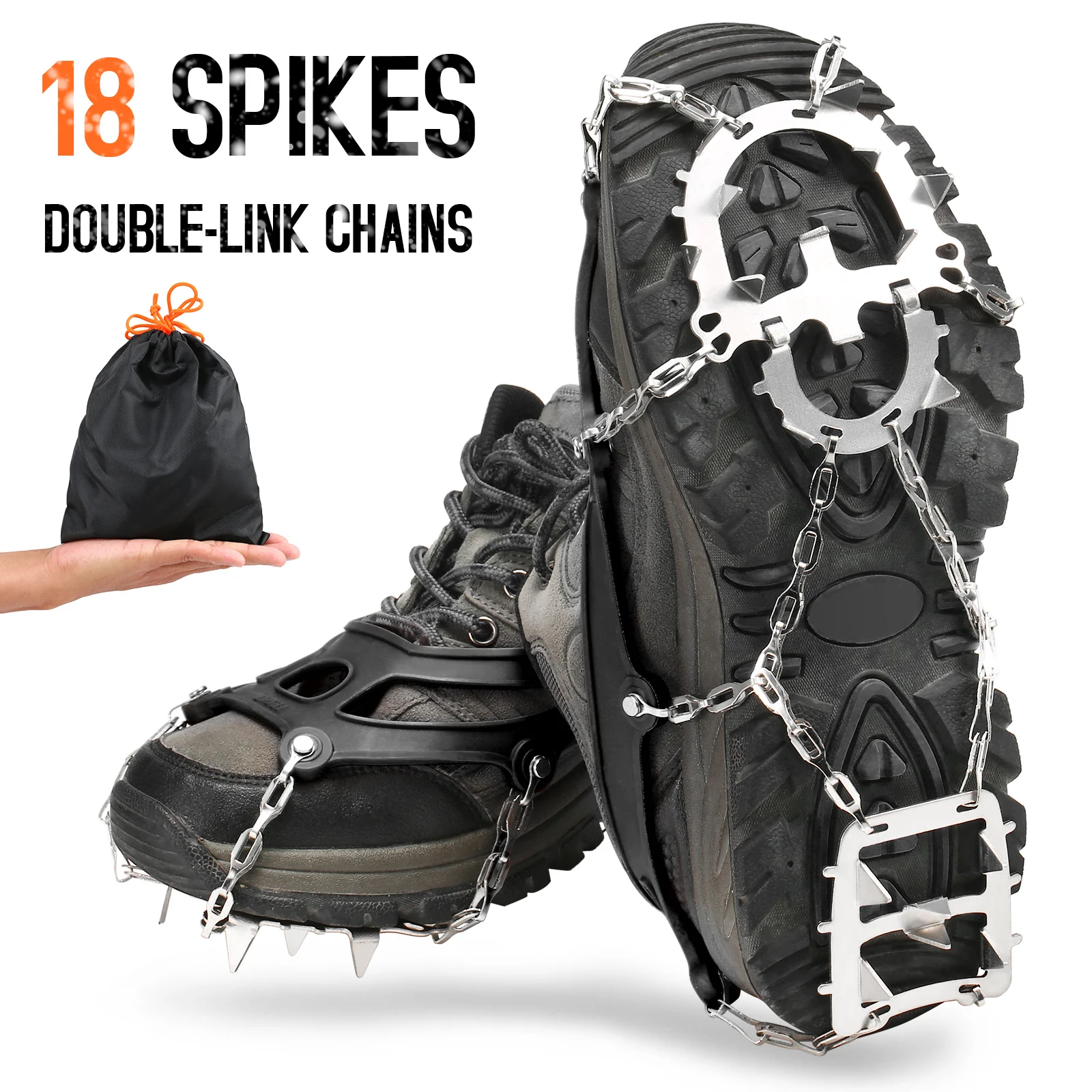 18 Teeth Ice Snow Crampons Anti-slip Climbing Gripper Shoe Spike Cleats 