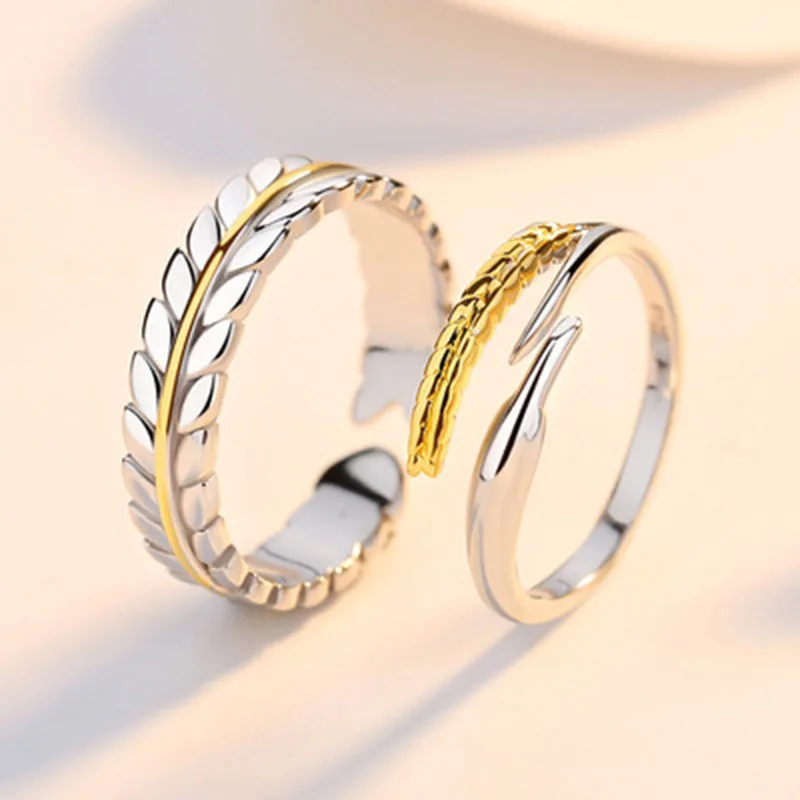 Qevila Lovers Ring S Wheat Ears Couple Women`s Rings Elegant Luxury Romantic Rings Valentine`s Day Jewelry (6)