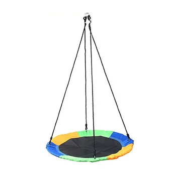 

Outdoor Children Swing 1M 40inch Saucer Rotate Tree Nest Swing 900D 600lbs Flying Giant Rope Round Swing Kids Hanging Seat Toys